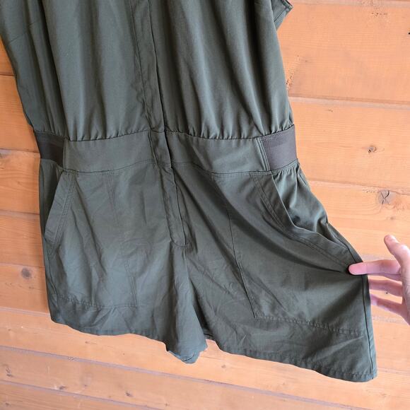 Athleta Brooklyn Utility Romper Aspen Green 16 Sleeveless Zip Front Hiking - Picture 4 of 6
